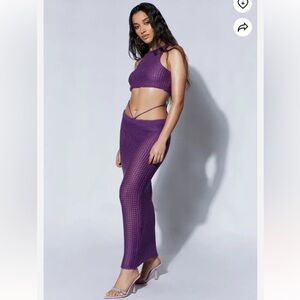 MESHKI - NEW Purple Knit Skirt and Top Set